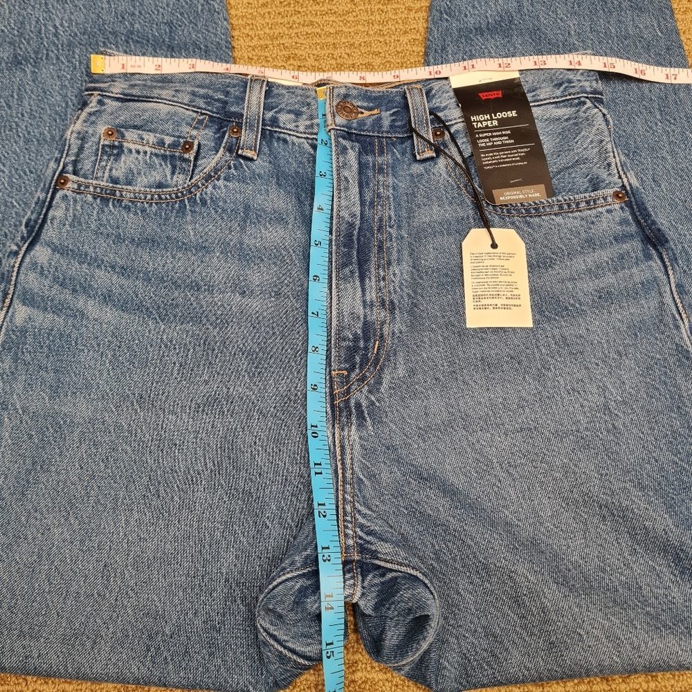 Levi's Premium High Loose Taper Blue Denim Jeans Women's Size Tag 27x29 - Picture 14 of 16